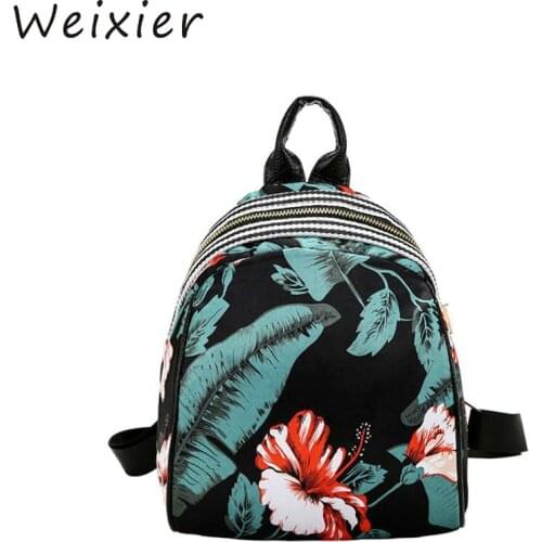 WEIXIER Feather Printing Backpacks Teenager Girls Travel Backpack Mini Soft School Bag Rucksack Autumn Female Backpacks V3-04