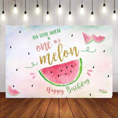 Happy birthday melon theme party decoration supplies background 1st birthday backdrop for photography watermelon first birthday