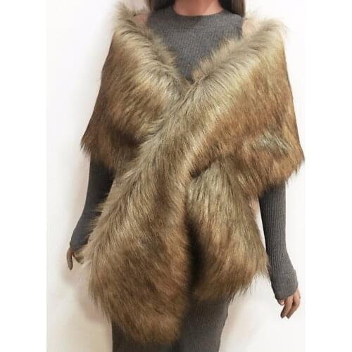 Faux fur woman pashmina warm winter lady shawl 10 colors