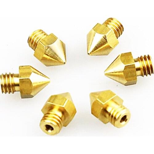 Anet 3d printer nozzles 5pcs 0.2/0.3/0.4/0.5mm mixed M6 extruder MK8 Copper Nozzle for a6 a8 e10 e12 reprap I3 3D accessories