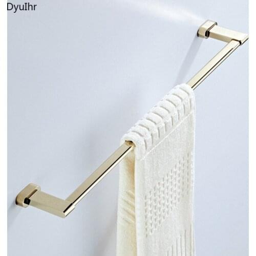 DyuIhr modern minimalist bathroom wall-mounted gold-plated oblong base towel rack single towel bar bathroom accessories