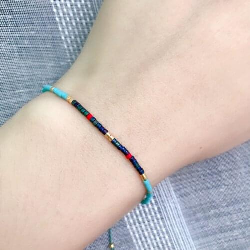 Simple Miyuki Thin Bracelet Women Handmade DelicaColor Beads Seed Crystal Pulsera Bracelet Bangles Boho Adjustable Lucky Jewelry