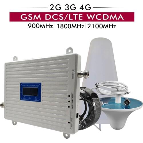 2G 3G 4G Tri Band Signal Booster GSM 900+DCS/LTE 1800+UMTS/WCDMA 2100 Cell Phone Repeater 900 1800 2100 Mobile Signal Amplifier