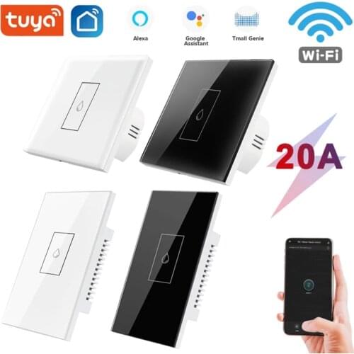 Tuya 20A Smart Boiler Switch EU US Wifi Water Heater Glass Panel Switch Remote Timing Voice Control Works With Alexa Google Home