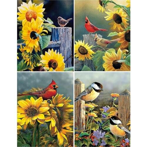 Yujohom 5D DIY Diamond Painting Bird Sunflower Full Square Drill Diamond Embroidery Animal Mosaic Art Craft Kit Home Decoration