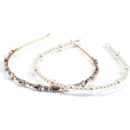 2pcs 2019 Brand ZA Hairbands Wedding Hair Jewelry Women Fashion Faux Pearl Hairbands Female Luxury Clear Crystal Headband Woman