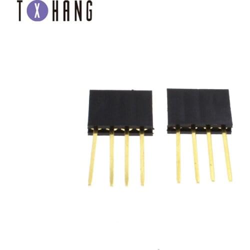 10/50PCS 4 Pin Header 2.54mm Pitch 4 Long Pin Single Stackable Shield Single Female diy electronics
