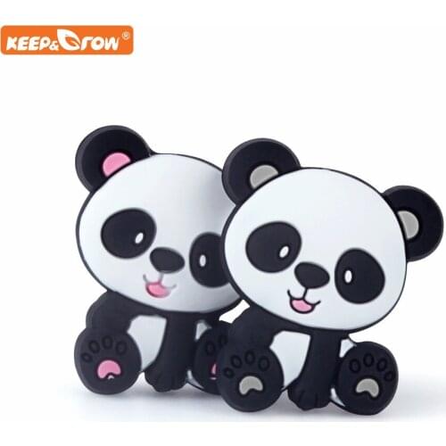 Keep&grow 10Pcs Panda Silicone Beads Baby Products Teething Toys For DIY Jewelry Making BPA Free Mordedor Silicone Beads