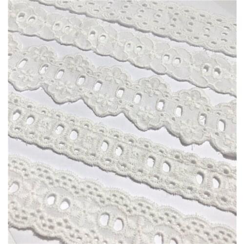 15yards/lot White Cotton Embroidered Lace Ribbons Fabric Trim DIY Sewing Handmade Craft Materials Hair Bow Accessories