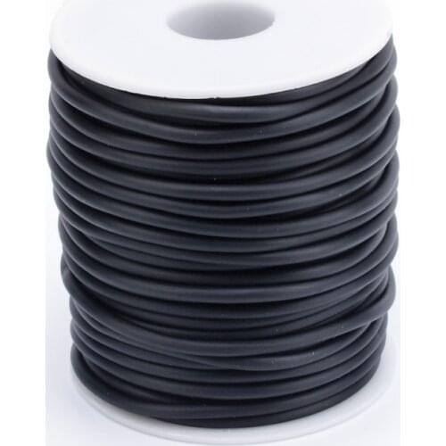 2/3/4/5mm Solid Black PVC Tubular Rubber Cord Thread No Hole for Jewelry Making DIY Findings Wrapped Around White Plastic Spool