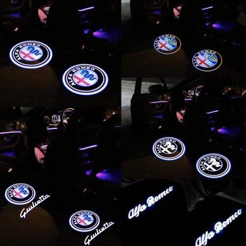 2X LED Car Door Welcome Ghost Shadow Logo Projector Lights For Alfa Romeo 147 159 156 Giulietta Mito Giulia Stelvio Brera Spider