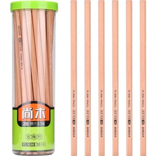 30 A Box of Baoke PL1696 Student Stationery Pencil Non-toxic 2B Writing Art Painting Sketch Hand-painted Log Pencil Set