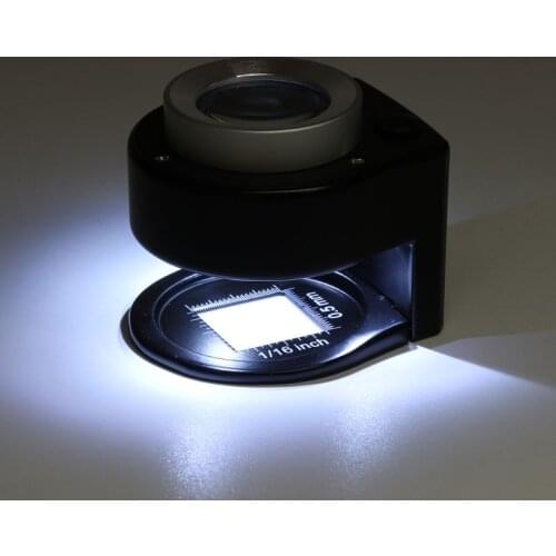 30X Magnifying Glass Portable with Scale LED Counterfeit Lamp with Lamp Purple Light Measuring Magnifying Glass