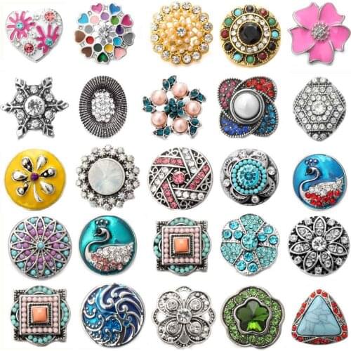 5pcs/lot New Snap Jewelry Color Crystal Snap Buttons Interchangeable Jewelry DIY Charms 18MM Snap Jewelry Bracelet Gift
