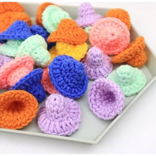 5Pcs Woolen Yarn Handmade Crochet Hat Ornaments DIY Craft Kids Hair Headwear Doll Toys Decor Clothes Accessories Cute Small Caps
