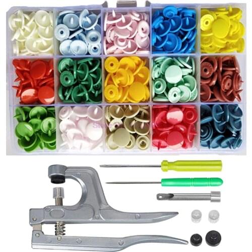 50Sets T5 Plastic Snap Button with Snaps Pliers Tool Kit & Organizer Containers Easy Replacing Snaps,DIY Family Tailor