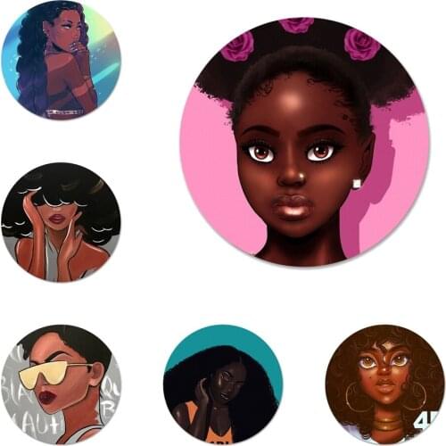 58mm Girl Magic Melanin Poppin Icons Pins Badge Decoration Brooches Metal Badges For Clothes Backpack Decoration