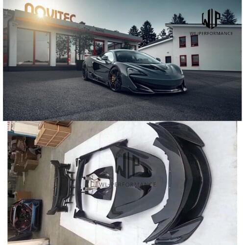 600LT Style Carbon fiber Front Rear bumper Side skirts Rear spoiler Engine hood With exhaust For McLaren 540C 570S 570GT