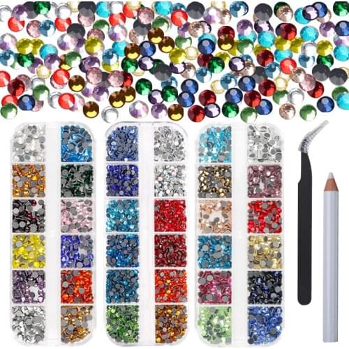 720-2000Pcs/Box Mix Color Hot Fix Rhinestones/glass Stone Flatback Rhinestones for Wedding Dress Hot Fix Rhinestones Decoration