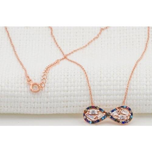 925 sterling Silver Baguette Cubic Zirconia Eternity With the Lady Necklace