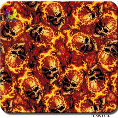 Free shipping TSAUTOP Water Printing Film transfer 0.5m width aqua print film hydrographics film skull and flame WDF1184
