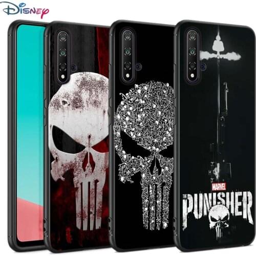 Black Soft Cover Marvel Punisher Skull For Huawei Nova 8 7 6 SE 5T 7i 5i 5Z 5 4 4E 3 3i 3E 2i Pro Phone Case