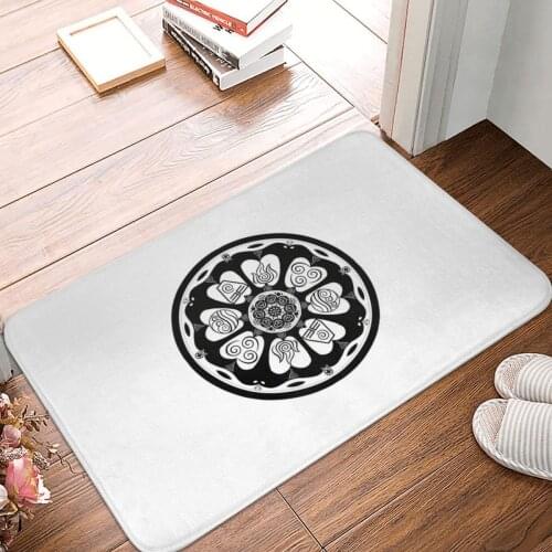 Ornate White Lotus Tile Doormat Carpet Mat Rug Polyester Anti-slip Floor Decor Bath Bathroom Kitchen Bedroom 40x60