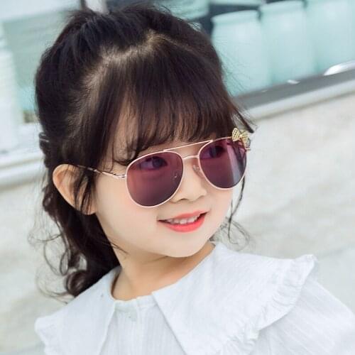 Kids Sunglasses Metal Frame Bow Children Sun Glasses Gilrs Outdoor Goggles Party Eyewear Cute Style UV Protection Eyeglasses
