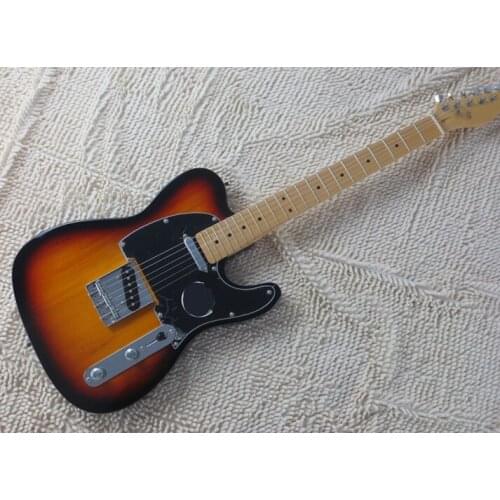 Factory custom tobacco sunburst electric guitar with black pickguard,maple fingerboard,can be cusomized as your request