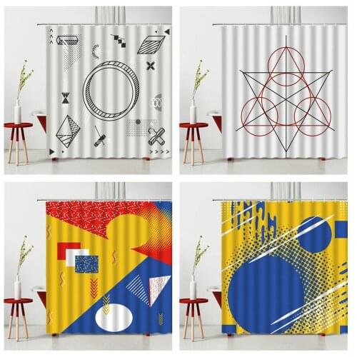 Geometric Shower Curtains Personality Geometric Figures Waterproof Polyester Fabric Household Products Bathtub Decoration