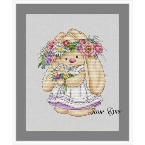 HH Bonnie Rabbit - Little Rabbit with a Ring Counted Cross Stitch Kit Handmade Needlework For Embroidery 14ct Cross Stitch