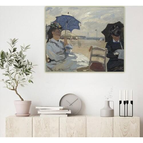 Citon Claude Monet《The Beach at Trouville,1870》Canvas Oil Painting Artwork Poster Picture Wall Background Decor Home Decoration