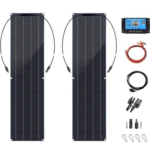 2pcs 50 Watt Flexible Solar Panel 12V 100W Kit Complete 21% High Efficiency Monocrystalline Silicon PV Panel Solar 1060*277*3mm