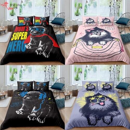 Cute Dog Bedding Set Pomeranian Spitz Labrador Dogs Duvet Cover+Pillowcase Boy Girl Comforter Cover Single Twin King Queen Size