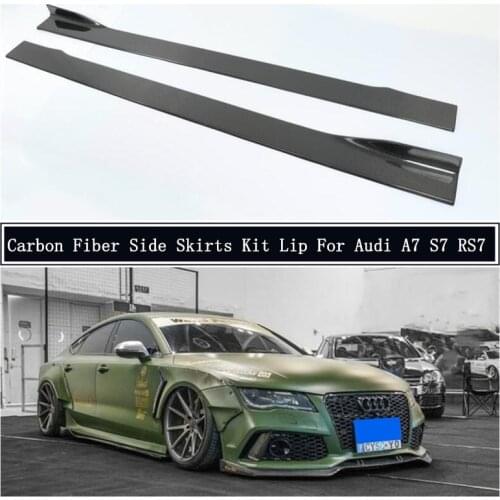 Carbon Fiber Side Body Skirts Kit Lip Splitters Trim Cover Spoiler For Audi A7 S7 RS7 2011-2021 Car Accessories