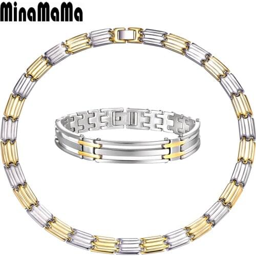 Stainless Steel Thick Chains Jewelry set For Men Women Width Chain Choker Necklace Bracelets Sets