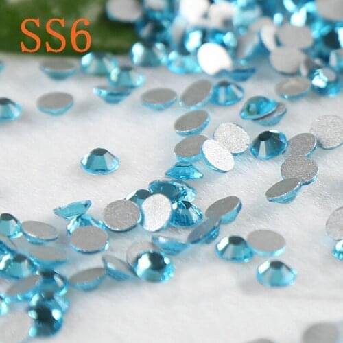Pretty lake blue colour ss6 1440pcs/bag Crystal Glass nail gift decoration rhinestones Non Hot Fix Stones