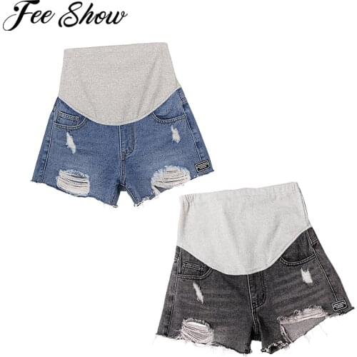 Summer Women Maternity Short Pants Pregnancy Belly Shorts Pregnant Women Adjustable Waist Denim Shorts Plus Size Pants Clothes