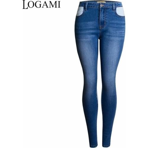 LOGAMI 4XL Plus Size Patchwork Jeans Woman Stretchy Denim Skinny Pants Trousers For Women Jeans