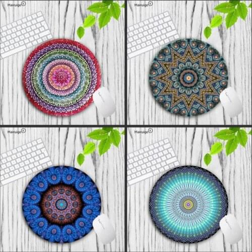 Mairuige Lock Edge 20X20CM 22X22CM mandala Silicone Pad to Mouse Game Hot Selling Fashion Design Round mouse mat