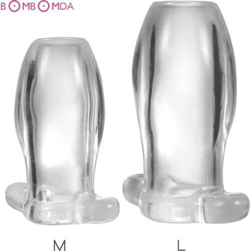 Men Hollow Dildo Anal Plug Anal Sex Toys Transparent Penis Sleeve Anal Plug Vestibular Butt Plug For Gay lesbian