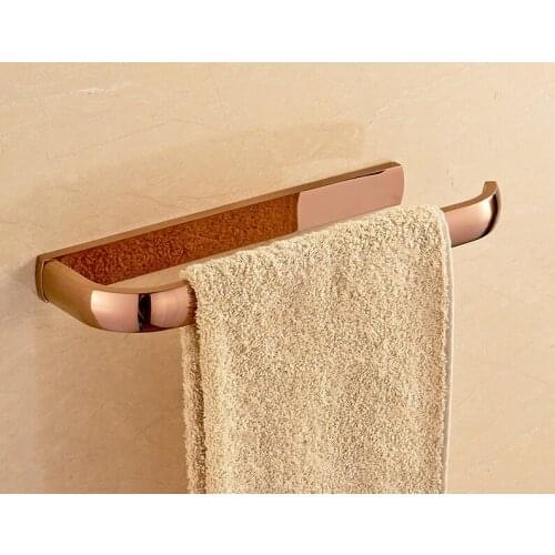Wall Mounted Luxury Polished Rose Gold Brass Bathroom Single Towel Bar Towel Rail Holder Bathroom Accessory mba868