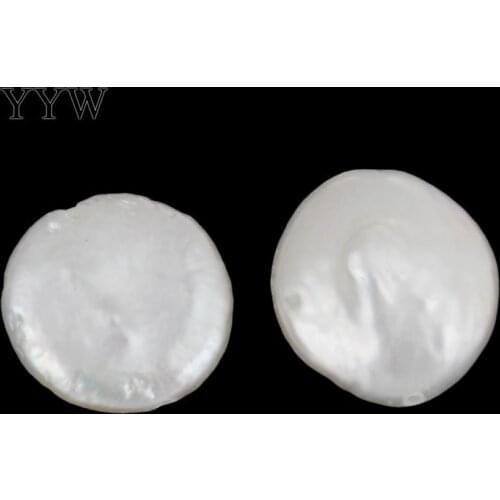 Natural Freshwater Pearl Loose Beads Coin white 11-12mm Hole:Approx 0.8mm 5PCs/Bag