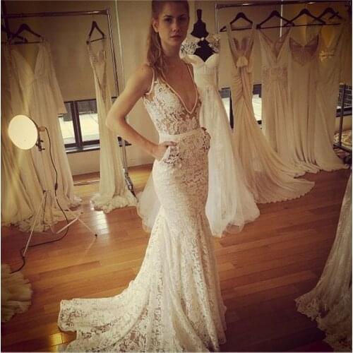 Casamento romantic vestido de noiva renda 2018 new fashionable sexy v-neck bridal gown lace bride Mother of the Bride Dresses