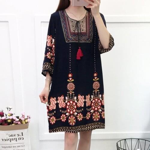 2021 New Women Indian Summer Female Loose Printed Baroque Vintage Indie Folk Dress Causal Boho Beach Mini Dresses Vestido