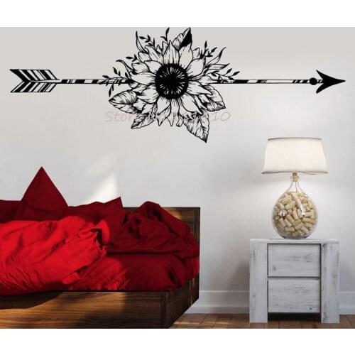 New Fashion Design Vinyl Wall Decal Arrow Flower Art Home Decor Living Room Bedroom Removable Stickers Art Murals Gift YY664
