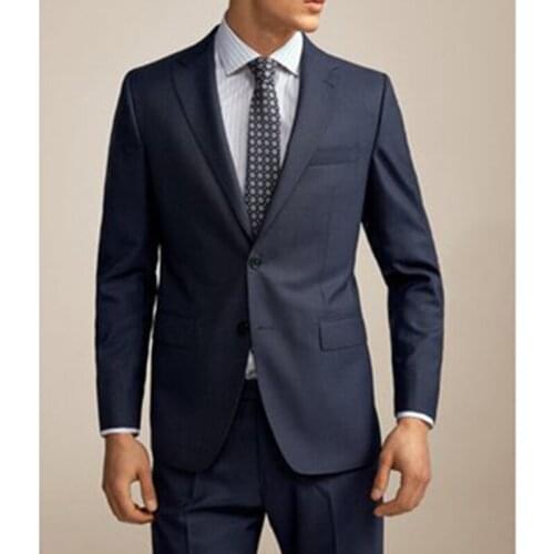 Autumn Fashion Luxury High Quality Dark Blue Men Suits Slim Fit Groomsmen Tuxedo For Wedding Business Party Male Clothing 2 Prc