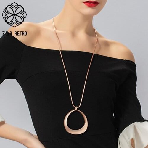 Trend Geometric Long Chains Collar Necklace Jewelry for Women Decorative Pendants Handmade Circle Vintage Suspension Accessories