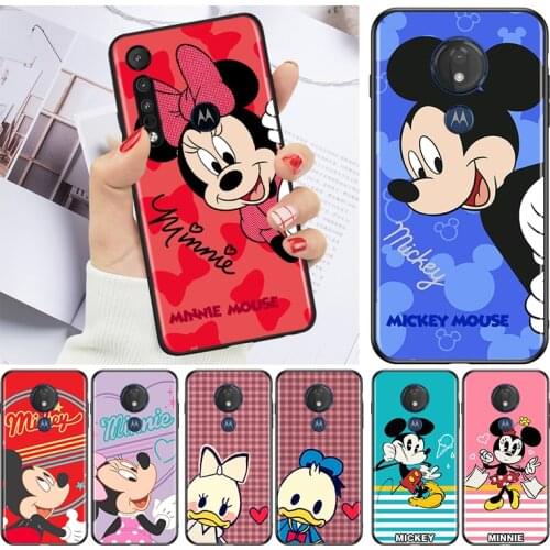 Mickey cartoon couple for Motorola G9 G8 G E7 E6 One Play Marco Hyper Fusion Stylus Power Edge Plus Black Phone Case
