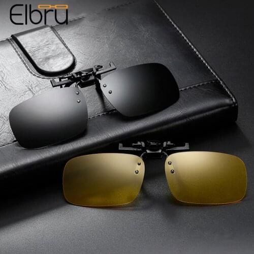 Elbru Anti-UVA Polarized Sun Glasses Driving Night Vision Lens Clip On Sunglasses Car Driver Upturned Sunshades Clamping Piece